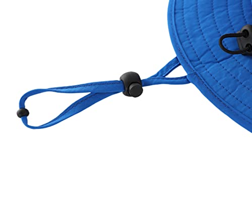 Kids Sun Protection Hat Quick Dry Adjustable Wide Brim Bucket Hat for Boys Girls Summer Fishing Hiking - color: Blue