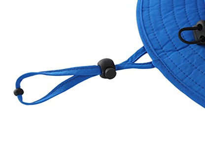 Kids Sun Protection Hat Quick Dry Adjustable Wide Brim Bucket Hat for Boys Girls Summer Fishing Hiking - color: Blue