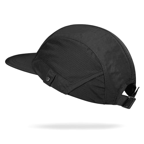 Croogo 5 Panel Running Hat Quick Dry Baseball Cap Sun UV Sports Outdoor Cap - color: M-wbqsg1-black