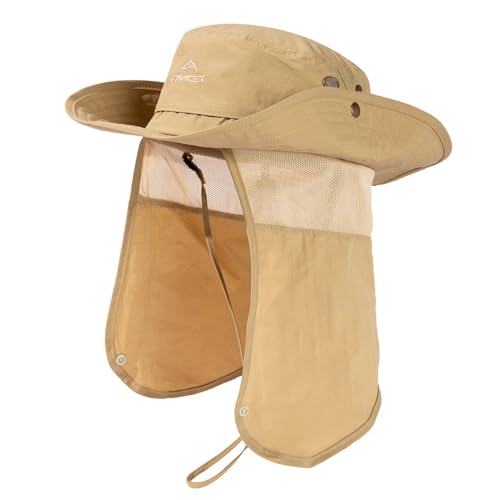 Comhats Sun Hat with Neck Flap for Men, UPF 50+ Wide Brim Cooling Oversized - color: Aa96561_khaki Brown, size: Large-X-Large