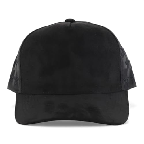 Trendy Apparel Shop 5 Panel Structured Soft Suede Snapback Ball Cap - color: Black Mesh