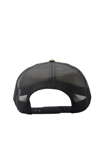 Ashen Fane Faux Suede Polyester Blend 5 Panel Classic Flat or Round Visor Adjustable Snapback Mesh Back Trucker Hat - color: Round - Olive Green