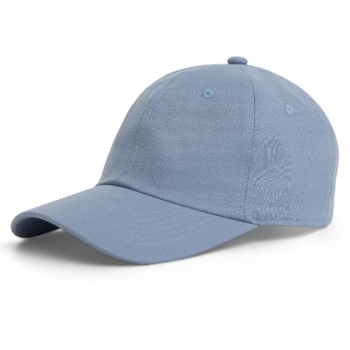 Linen Cotton Baseball Cap, Summer Breathable Dad Hat Men Women - color: Denim Blue