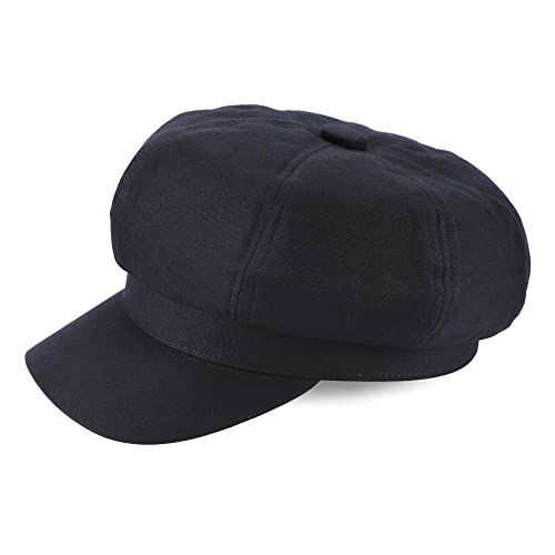 Newsboy Cabbie Baker boy hat Beret Cap for Women Pageboy Visor Paperboy Hat Sailor Fiddler Hat Adjustable - color: 1997-black