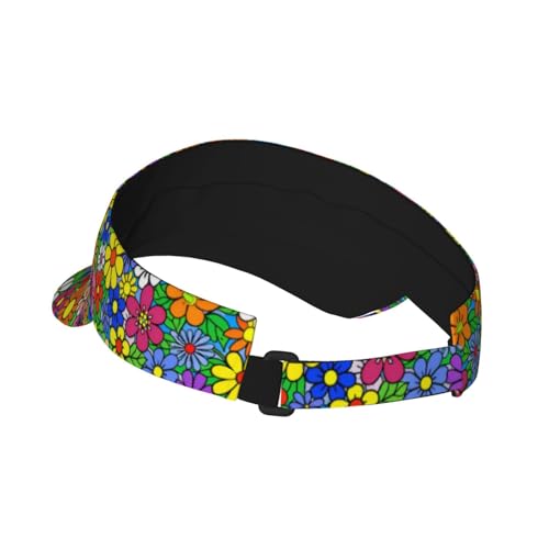 Unisex Adjustable Sports Sun Visor - color: Retro Flower