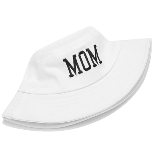 XYIYI Fashion Embroidery Bucket Hat Cotton Beach Fisherman Hats for Women Girls - color: Mom White