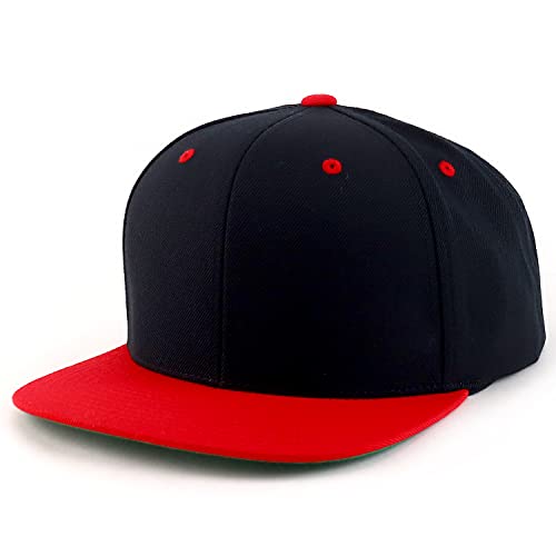 Trendy Apparel Shop Oversize XXL Structured Blank Flatbill Snapback Cap - color: Black Red, size: XX-Large