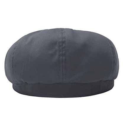 BOTVELA Men's Newsboy Flat Cap 100% Cotton Cabbie Hat - color: Dark Grey, size: 7 7/8