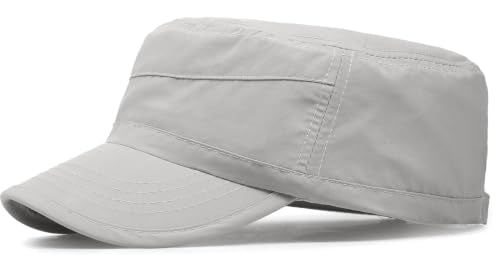 Cadet Army Cap Unisex Military Hat Adjustable Flat Top Cap Baseball Cap - color: Light Grey