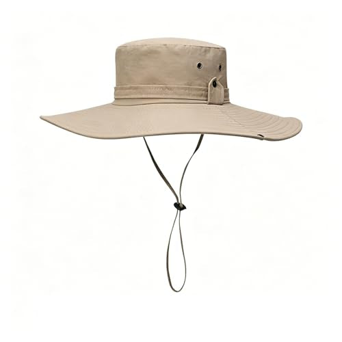 Sun Fishing Hat for Men UPF 50+ Wide Brim Boonie Hats for Summer - color: Khaki