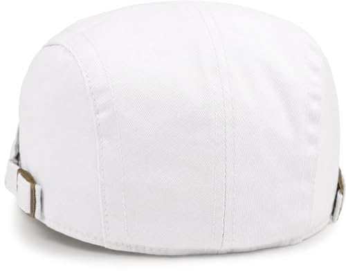 Initlove Mens Newsboy Cap Cotton Ivy Hat Beret Hats for Driving - color: B White