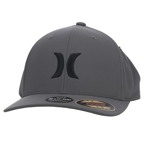 Hurley Men's Caps - One & Only Flexfit Baseball Cap - Fitted Hats for Men (S-XL) - color: Dark Grey, size: Large-X-Large