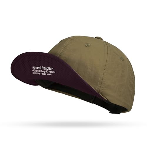 CLAPE Color-Block Short Brim Cap, Quick Dry Lightweight Outdoor Hat - color: Bs26sb08-khaki&wine