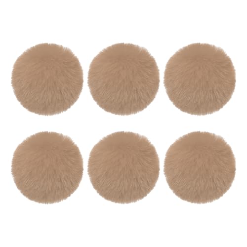 PATIKIL Faux Fur Pom Poms for Hats, 6 Pcs Fluffy Soft Fur Poms Balls with Elastic Loop for Keychain Knitting Hats DIY Scarves Gloves Bag Christmas, Brown - color: Brown