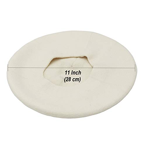Wheebo Reversible Solid Color French Beret Hat for Women and Girls - color: Beige White