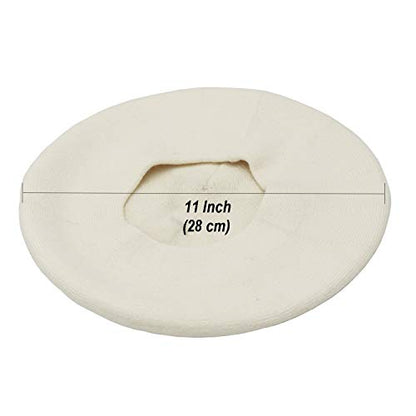 Wheebo Reversible Solid Color French Beret Hat for Women and Girls - color: Beige White