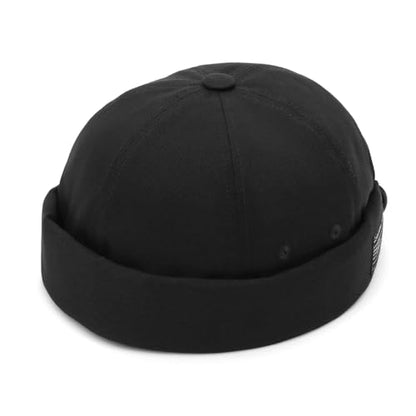 UNDERCONTROL Brimless Sailor Fisherman Leon Hat No Visor Miki Skull Docker Beanie Trawler Tactical Ring Cap for Men & Women - color: Black