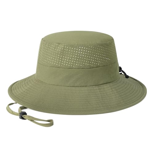 VOBOOM Unisex Wide Brim UV Protection Fishing Sun Hat - color: Green