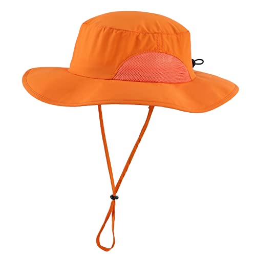 Home Prefer UPF50+ Mens Sun Hat Wide Brim Fishing Hat for Men UV Protection Womens Beach Bucket Hat for Golf Hiking Gardening - color: Orange