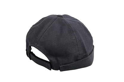 Cotton Docker Cap, Unisex Brimless Cap, Men Skull Cap, Brimless Beanie Hat, Men Women Cuffed Hat. - color: Dark Gray