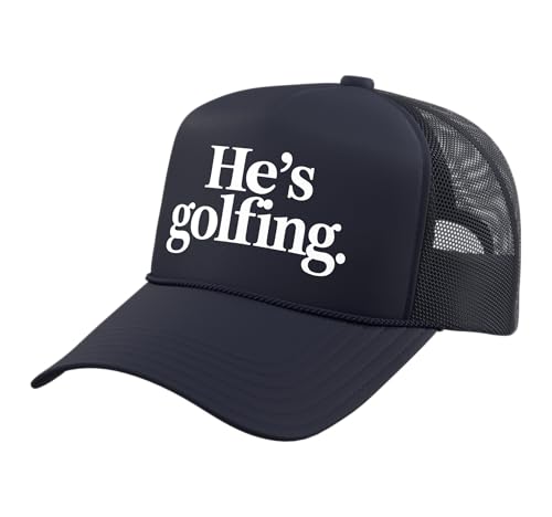 He's Golfing Trucker Hat with Adjustable Mesh Back - color: Navy Blue