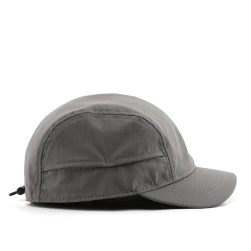 Short Brim Quick-Dry Lightweight Breathable Polyester Baseball Cap Adjustable Drawstring Dad Hat Outdoor Men Women - color: Grey