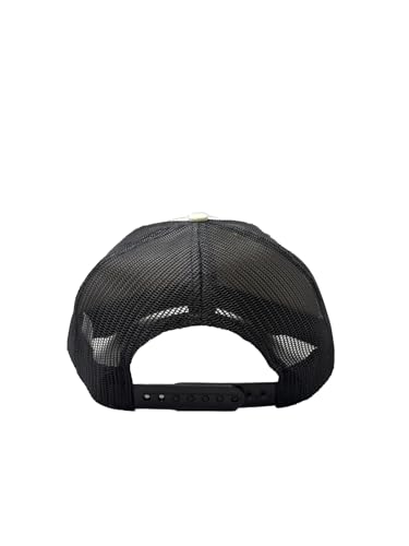 Ashen Fane Faux Suede Polyester Blend 5 Panel Classic Flat or Round Visor Adjustable Snapback Mesh Back Trucker Hat - color: Round - Off-white