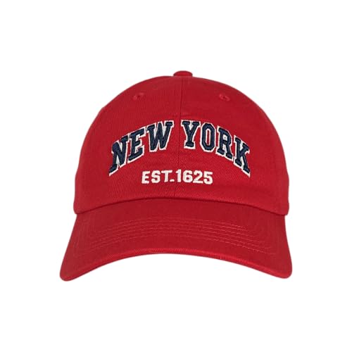 E BY ELIDAN NY Dad Hat, New York EST.1625 Cotton Baseball Cap Women & Men - color: Red