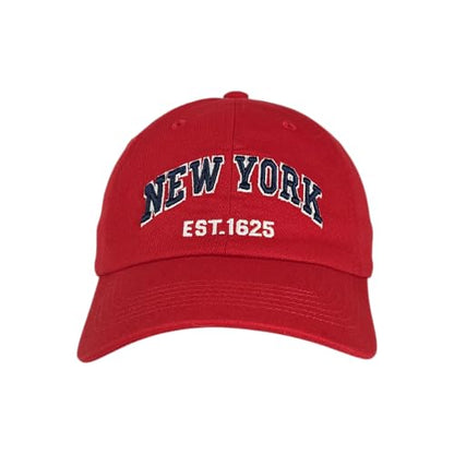 E BY ELIDAN NY Dad Hat, New York EST.1625 Cotton Baseball Cap Women & Men - color: Red