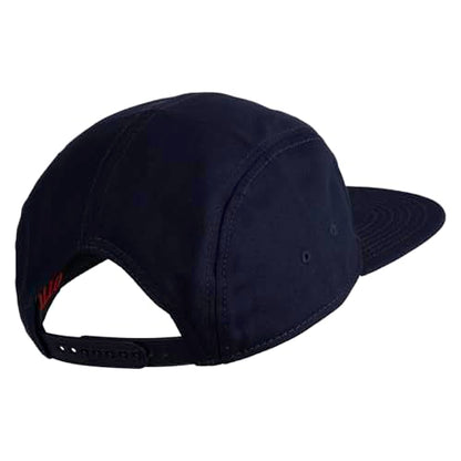 5 Panel Superior Cotton Twill Flat Bill Camper Cap - color: Navy