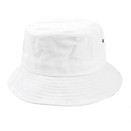 Premium Cotton Bucket Hats,Packable Hats for Men Women,Summer Bucket Hat,Fishing Sun Hats - color: White