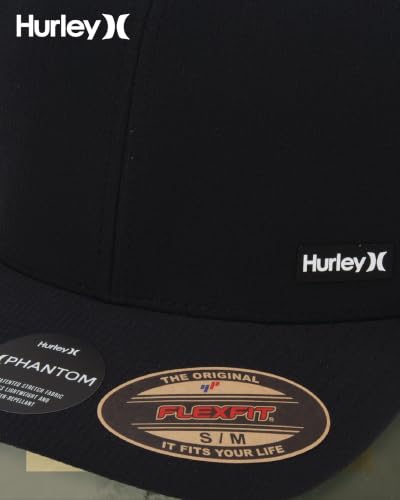 Hurley Mens H2O-Dri Hat, Curved Brim, Mesh Back Fitted Cap - color: Black/(Black), size: Small-Medium