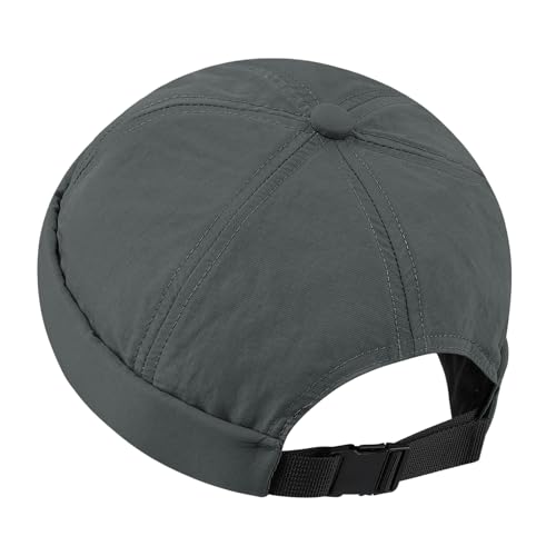 Clakllie Quick Dry Brimless Docker Cap for Men Summer Beanie Sailor Skullcap Lightweight Waterproof Adjustable No Brim Hat - color: S-ct81-grey