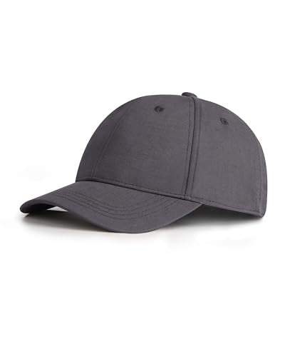 Zylioo XL XXL Linen Baseball Cap for Big Heads, Structured Dad Hat - color: Dark Gray, size: X-Large-XX-Large