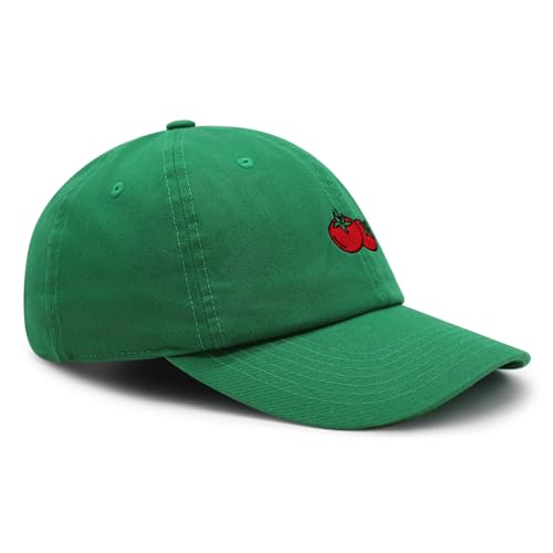 JPAK Two Tomatoes Premium Dad Hat Embroidered Cotton Baseball Cap Vegetables Embroidery - color: Kelly Green