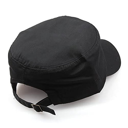 2 Pack Cadet Army Caps Flat Top Military Hats for Men Women - color: Black