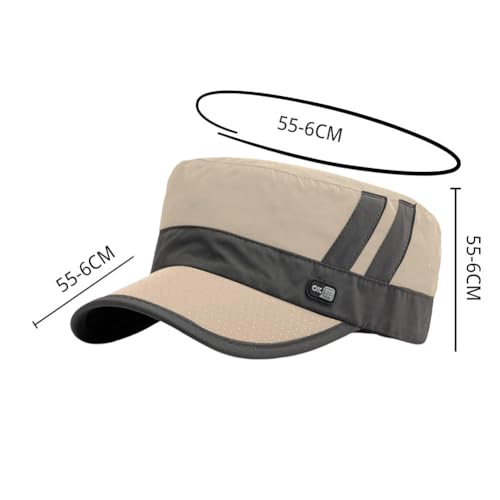 FASHIXD Mesh Military Hat for Men Summer Army Cap Quick Qry Short Bill Hat Cadet Caps - color: Khaki