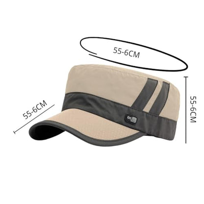 FASHIXD Mesh Military Hat for Men Summer Army Cap Quick Qry Short Bill Hat Cadet Caps - color: Khaki
