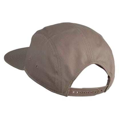 5 Panel Superior Cotton Twill Flat Bill Camper Cap - color: Dark Khaki
