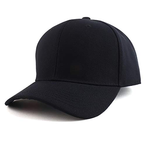 Trendy Apparel Shop Big Size Oversized Plain Structured Fitted Baseball Cap - color: Black, size: 7