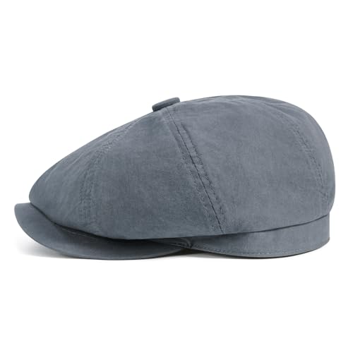 BOTVELA Men's Newsboy Gatsby Hat Cotton Cabbie Cap - color: Grey, size: 7 1/4