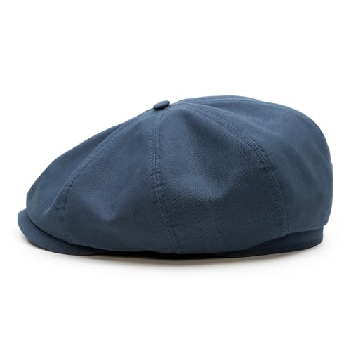 Sterkowski Shelby Paperboy Hat | 100% Softened Cotton Newsboy Cap for Men | 8 Panel Peaky Style - color: Navy Blue, size: 7 1/8