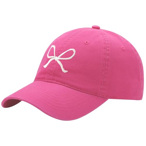 Unisex Bow Embroidery Baseball Cap Adjustable Outdoor Mom Sun Hat - color: Red