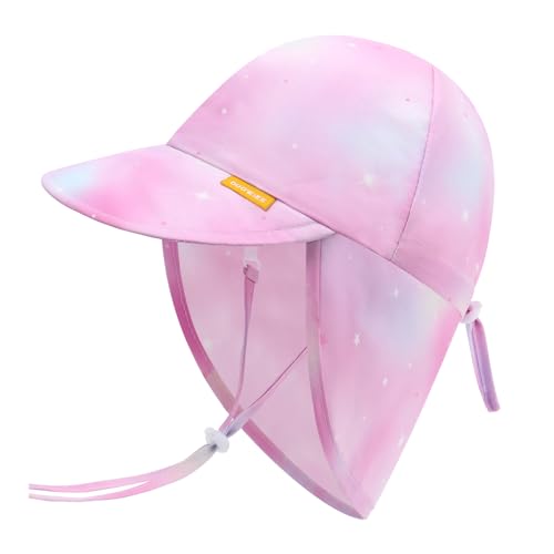Duoyeree UPF 50+ Baby Sun Hat, Ear & Neck Protection for Toddlers - color: 1a8-pale Pink, size: 0-6 Months