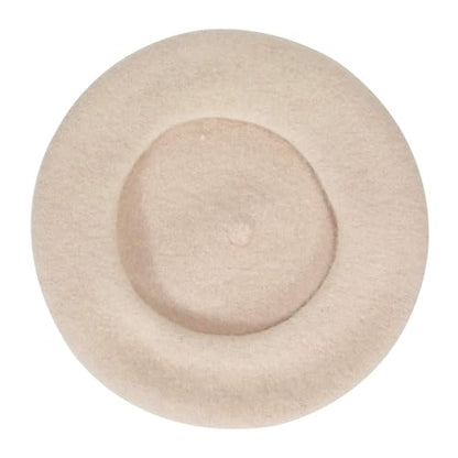 ZLYC Wool French Beret Hat Solid Color Classic Artist Cap for Women - color: Beige