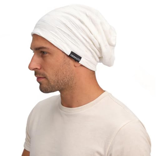 Ruphedy Men Slouchy Beanie Summer Long Oversize Thin Lightweight Skull Cap B011h - color: B401-white, size: One Size