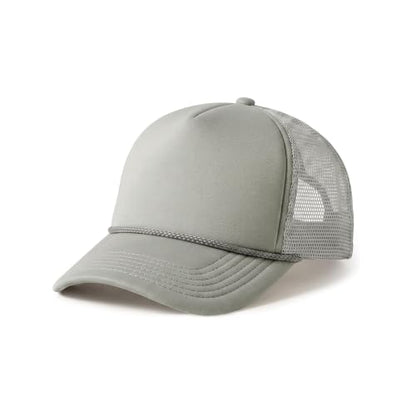 CHOK.LIDS Blank Foam Trucker Hat, Retro Mesh Rope Snapback Cap, Men Women - color: Curved Brim (Light Grey)