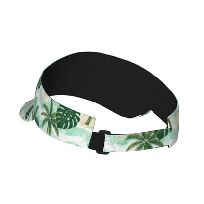 Adjustable Sun Visor Hats, Lightweight Open-Top Sports Visors - color: Palm Tree