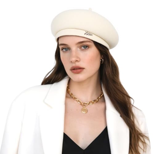 Women French Wool Berets,Winter Hats Fashion Solid Color Ladies Beret Caps - color: Beige