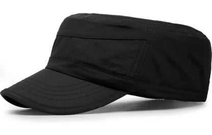Cadet Army Cap Unisex Military Hat Adjustable Flat Top Cap Baseball Cap - color: Black